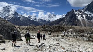 Trekkers on the way back from Everest Base Camp