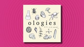 The logo of the Ologies podcast on a pink background