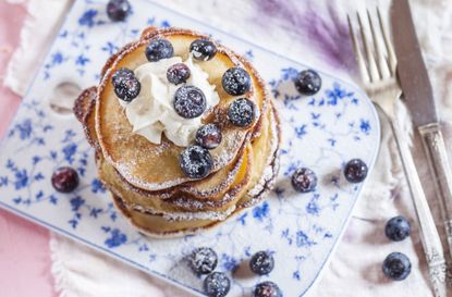 Blueberry and marmalade pancakes