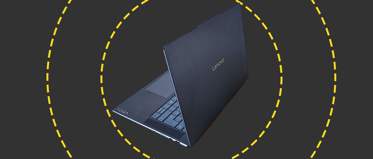 The Lenovo Yoga Slim i7 Gen 9 Aura Edition on the ITPro background