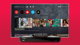 A TV and Satellite box connected to Dish Network