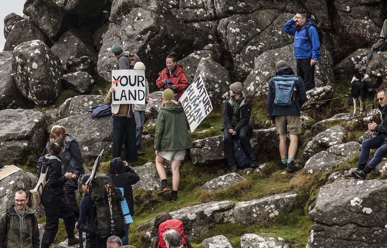 Protestors at Hound Tor