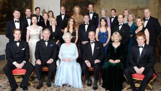 Queen Elizabeth ll and Prince Philip, Duke of Edinburgh are joined by members of the Royal Family at a dinner hosted by the Prince of Wales and the Duchess of Cornwall at Clarence House to mark the Diamond Wedding Anniversary of the Queen and Duke on November 18, 2007 in London, England