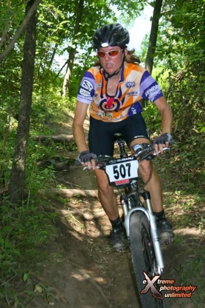 Local racer Renee Bach of Madison, WI learned to ride a mountain bike at the Cam Rock trails, making her best ever WORS Elite finish of 3rd place all the sweeter. Photo by Extreme Photography.