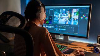 Woman uses the best video editing software in her studio