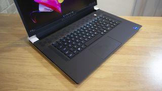 A photograph of the Alienware x17 R2's keyboard