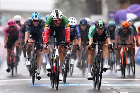 DIEST, BELGIUM - AUGUST 19: (L-R) Stage winner Jonathan Milan of Italy and Team Lidl - Trek and Olav Kooij of Netherlands and Team Decathlon CMA CGM Team sprint at finish line during the 21st Renewi Tour 2026, Stage 1 a 191.3km stage from Diest to Diest / #UCIWT / on August 19, 2026 in Diest, Belgium. (Photo by Luc Claessen/Getty Images)