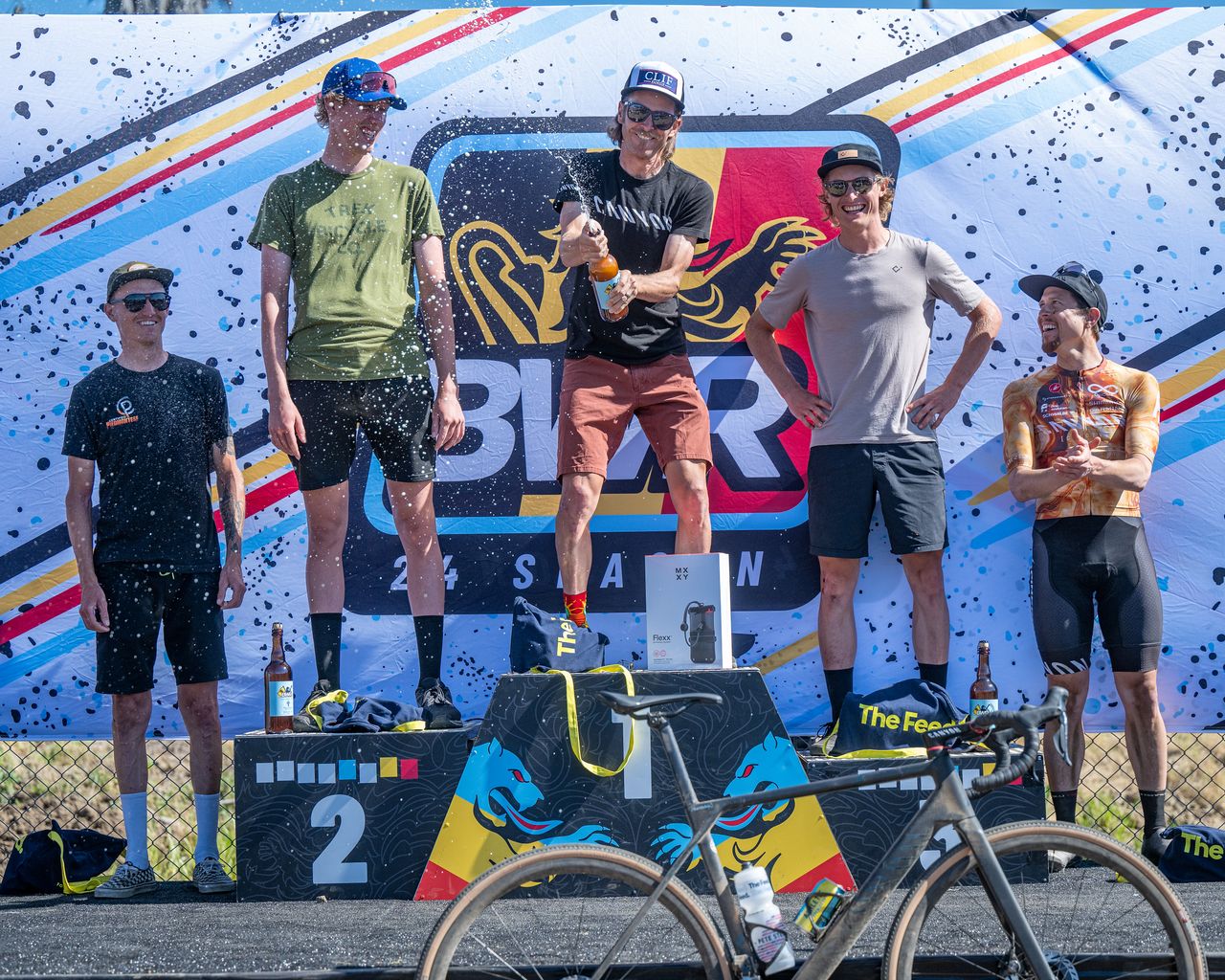 Men's podium at 2024 Tripel Crown of Gravel, won by Peter Stetina