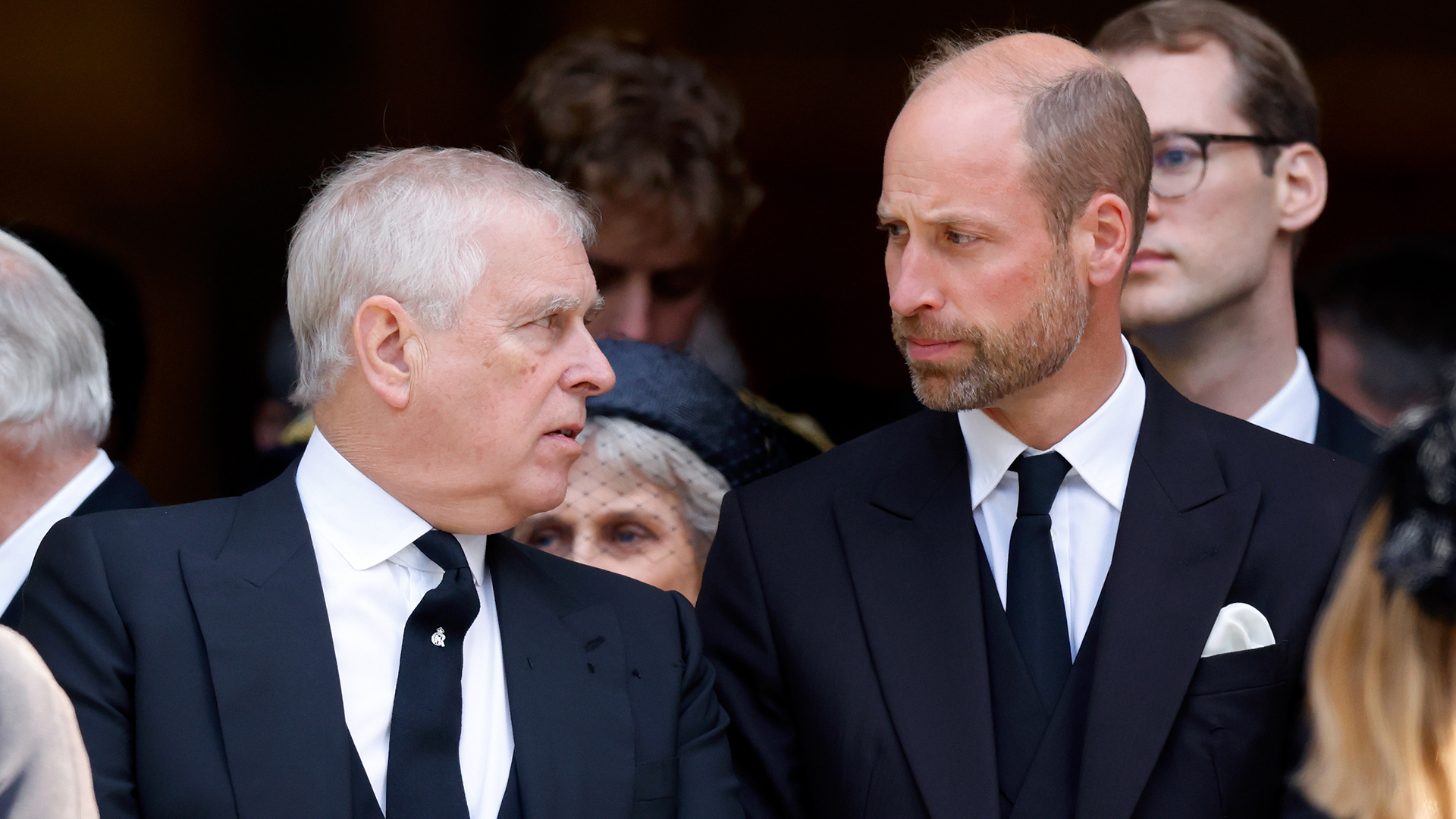 LONDON, UNITED KINGDOM - SEPTEMBER 16: (EMBARGOED FOR PUBLICATION IN UK NEWSPAPERS UNTIL 24 HOURS AFTER CREATE DATE AND TIME) Prince Andrew, Duke of York and Prince William, Prince of Wales attend Katharine, Duchess of Kent's Requiem Mass service at Westminster Cathedral on September 16, 2025 in London, England. Katharine, Duchess of Kent was married to Prince Edward, Duke of Kent, a first cousin of Queen Elizabeth II. She died on September 4 at the age of 92 at Kensington Palace surrounded by her family. Having converted to Catholicism in 1994, her funeral takes place at Westminster Cathedral and is the first Catholic funeral to be held for a member of the royal family in modern British history. Her Royal Highness will be laid to rest at the Royal Burial Ground at Frogmore, Windsor. (Photo by Max Mumby/Indigo/Getty Images)