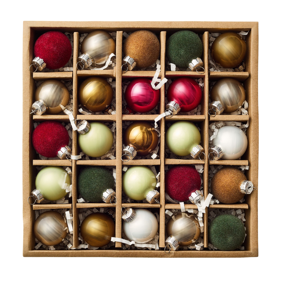 Small Festive Glass Ball Ornaments (set of 25)