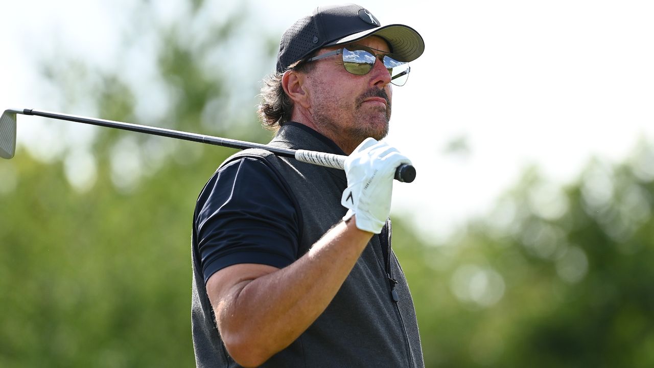 Phil Mickelson competes in the inaugural LIV Golf Invitational Series