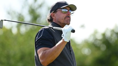 Phil Mickelson competes in the inaugural LIV Golf Invitational Series