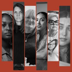 image of six women on a red background