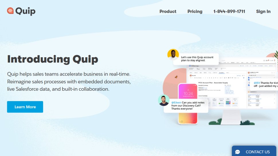 Website screenshot for Quip