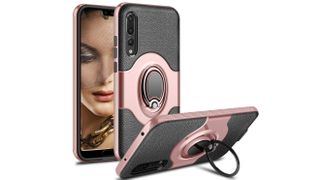 Front and back views of the Vunake Huawei P20 Pro case with ring holder