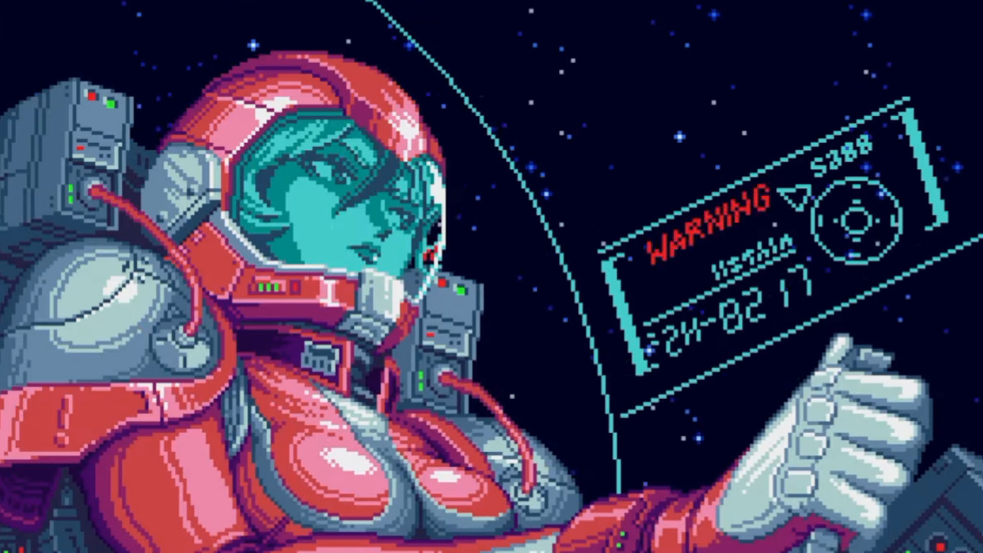 A space pilot in a 16-bit pixel art style, from Earthion