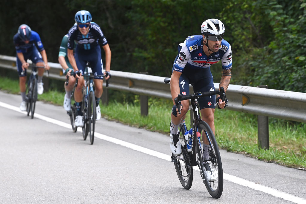 BEJES SPAIN SEPTEMBER 12 Mattia Cattaneo of Italy and Team Soudal Quick Step attacks during the 78th Tour of Spain 2023 Stage 16 a 1201km stage from Liencres to Bejes 528m UCIWT on September 12 2023 in Bejes Spain Photo by Tim de WaeleGetty Images