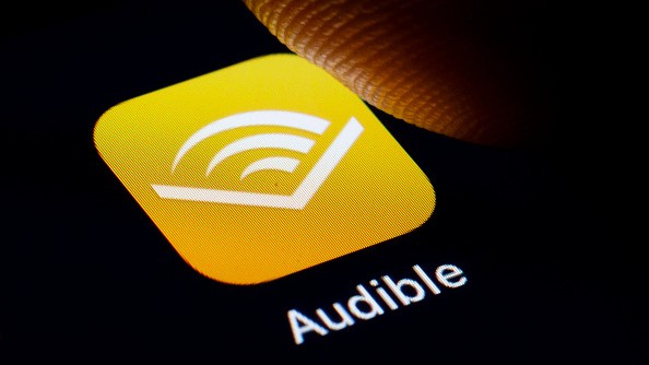  the logo of Amazon Audible is displayed on a smartphone