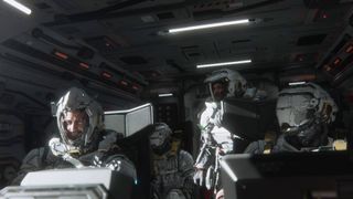Pragmata Hugh and the crew on a spaceship headed for the moon