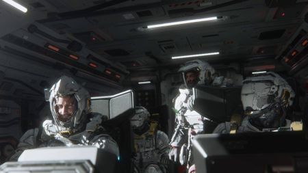 Pragmata Hugh and the crew on a spaceship headed for the moon