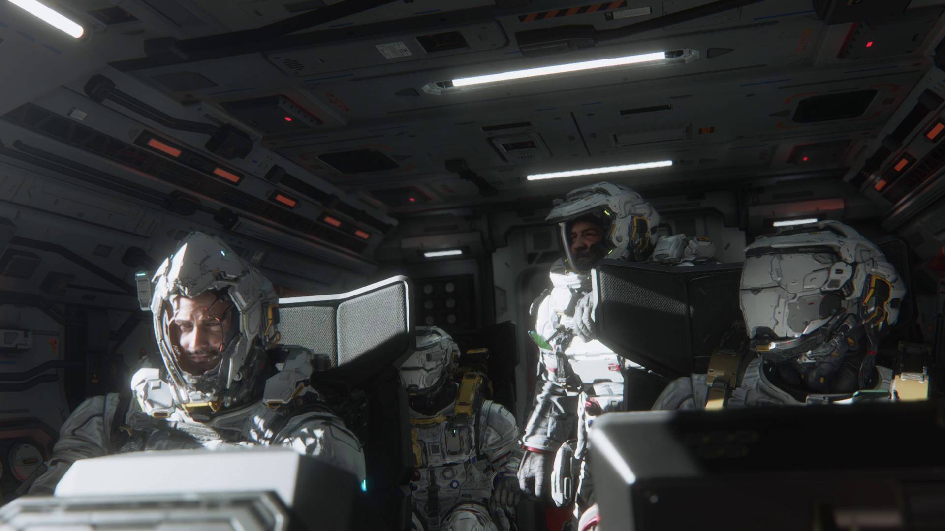 Pragmata Hugh and the crew on a spaceship headed for the moon