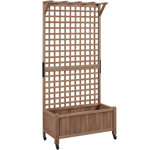 Arlmont & Co. Handmade 72″ H × 35.5″ W Fir Wood Planter Box With Trellis and Wheels & Reviews | Wayfair