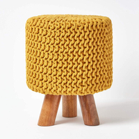 HOMESCAPES Mustard Cotton Knitted Pouffe |£43.99 from Amazon