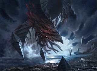 battlefield scene from Berelin, The Moon Kraken Magic The Gathering Card