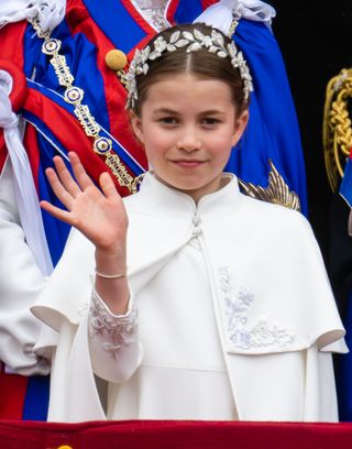 Princess Charlotte in a headpiece at King Charles' Coronation