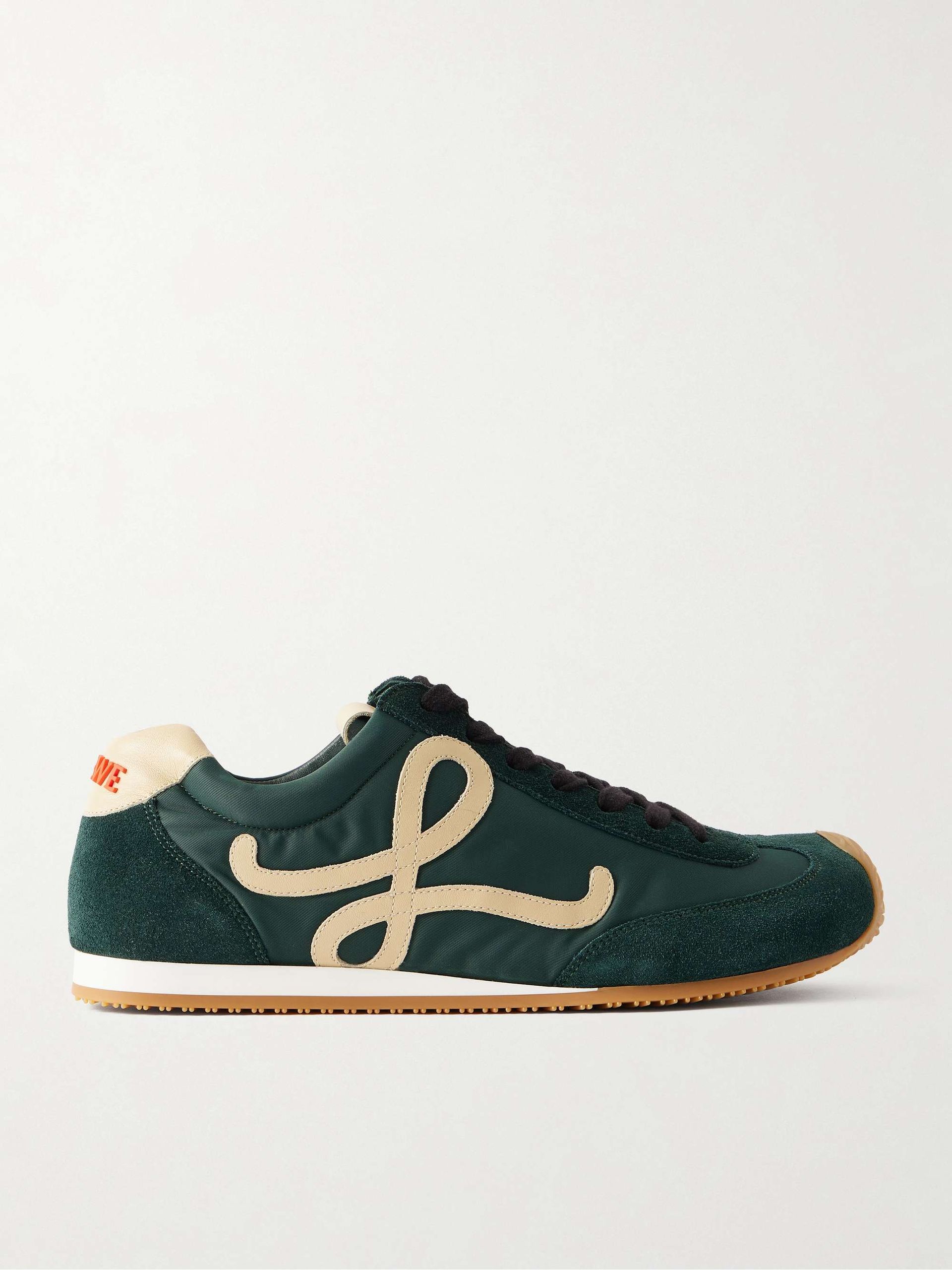 Ballet Runner 2.0 Logo-Appliquéd Leather, Canvas and Suede Sneakers