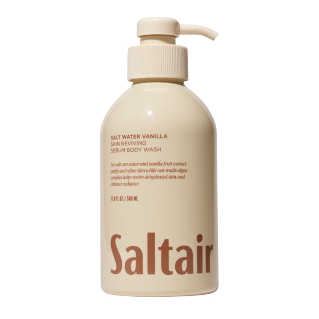 A product shot of the Saltair Salt Water Vanilla Body Wash, on a white background