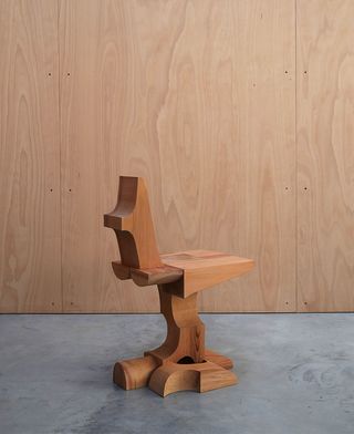 Wooden chair by Max Lamb, composed like puzzles with pieces of wood cut from the same block