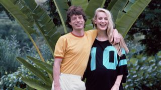 Musician Mick Jagger and American model Jerry Hall, as they pose together during a vacation on the island of Barbados