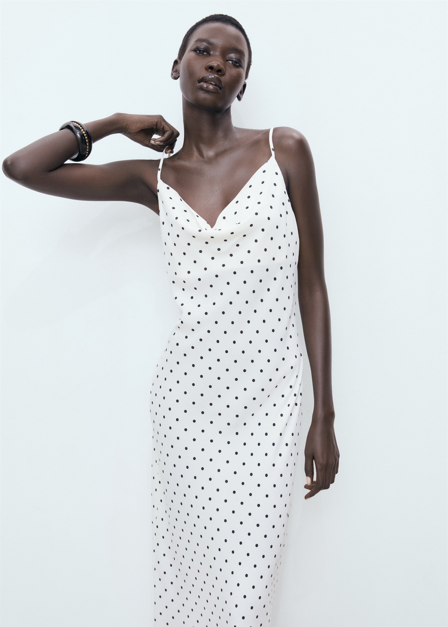 Midi-Dress With Draped Neckline - Women | Mango Usa