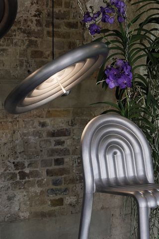 Aluminium chair and lamp