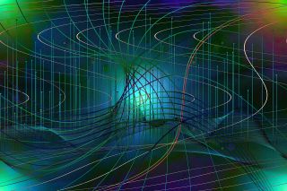 A futuristic artest rendering of quantum spaces.