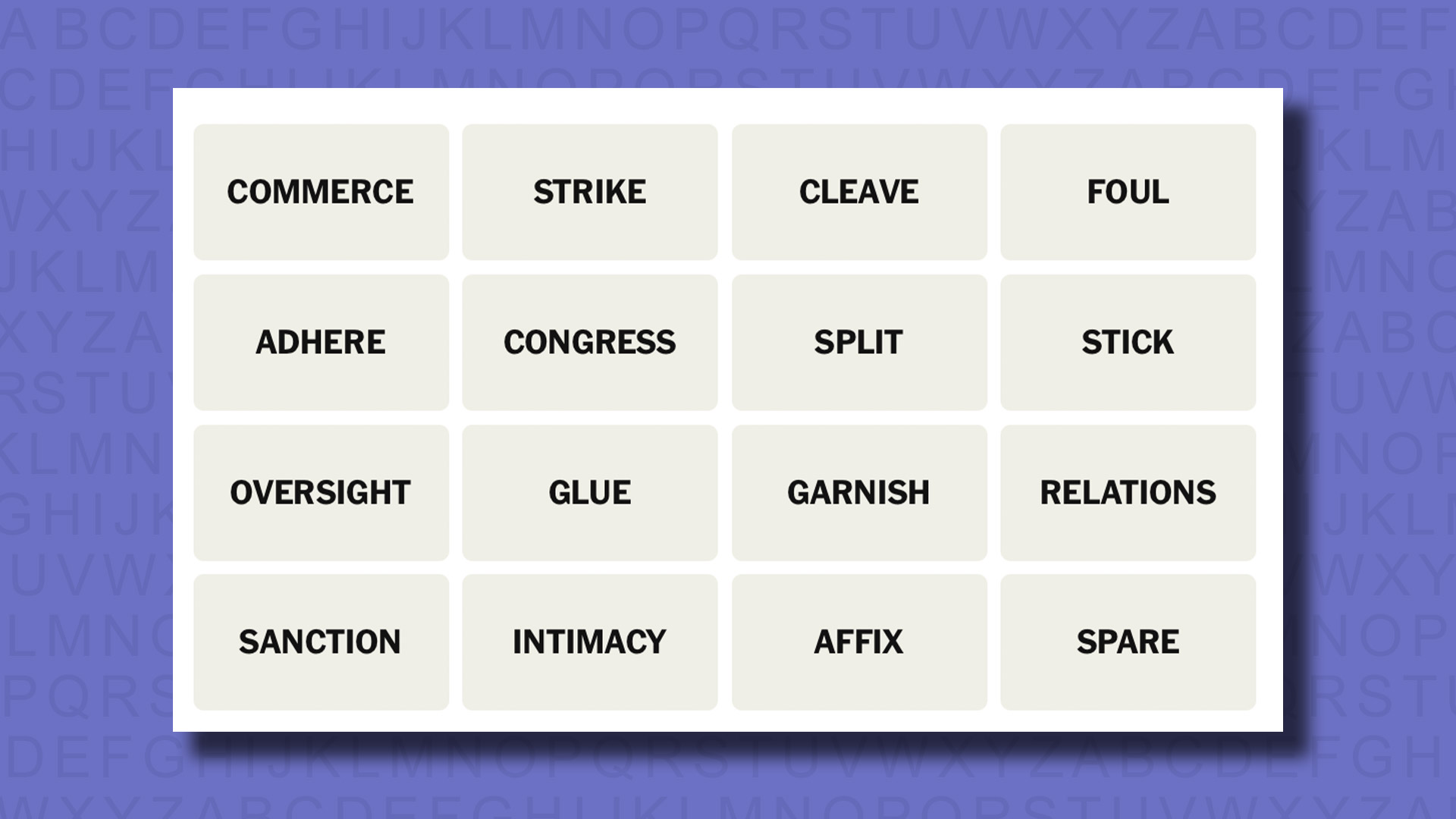 NYT Connections hints for game 783 on a purple background