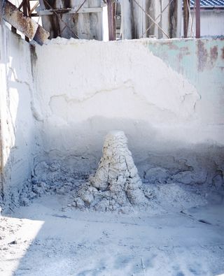 white Clay accumulation in a clay factory in Mino region, Japan