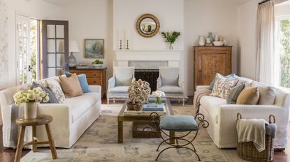 Neutral living room in Spanish Colonial