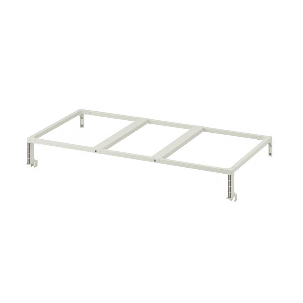 White drawer frame for bins with three sections