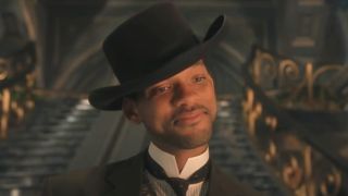 Will Smith smiles while wearing his hat slightly cocked in Wild Wild West.