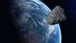 3D illustration of an asteroid in space