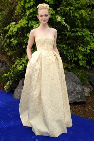 Elle Fanning Wears Georges Hobeika At The Maleficent Costume Viewing