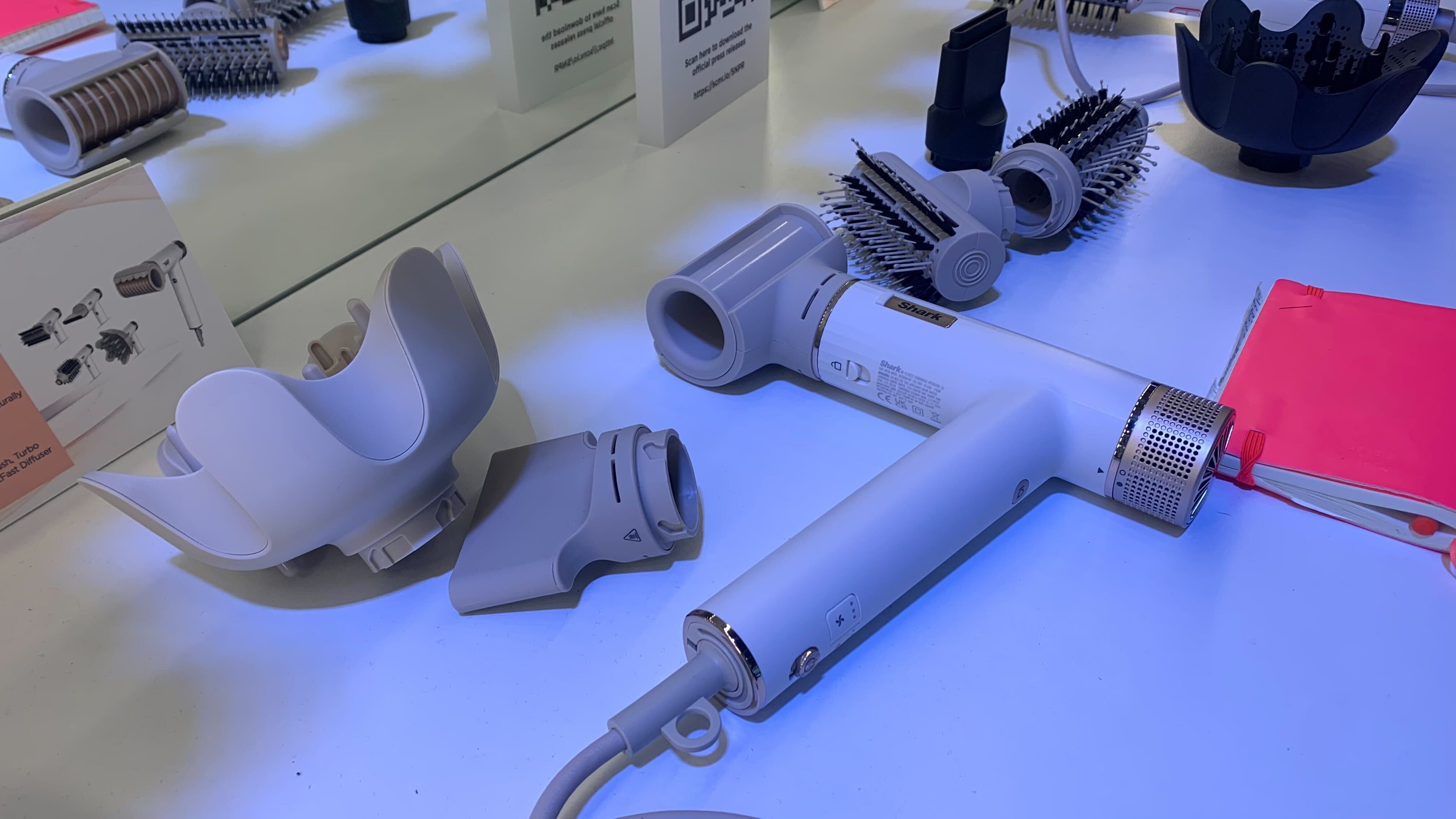 A SharkNinja hair dryer on a table at the IFA trade show