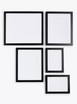 John Lewis Gallery Set Multi-Aperture Wood Photo Frames & Mounts, 5 Photo, Black