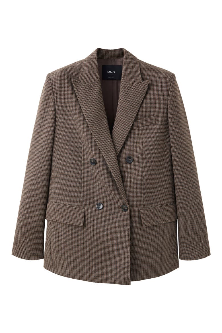 Micro Houndstooth Double Breasted Blazer