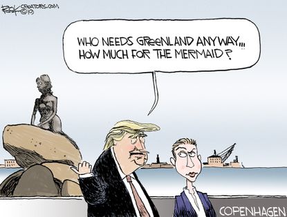 Political Cartoon U.S. Trump Denmark Little Mermaid Statue Copenhagen