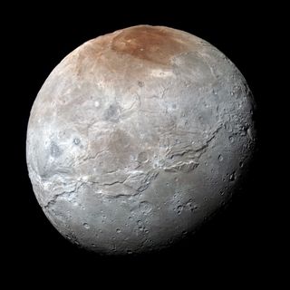 NASA's New Horizons probe captured this high-resolution, enhanced-color view of Pluto's largest moon Charon on July 14, 2015.