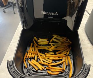 Cooked French fries in the Prosenic T22 Air Fryer.