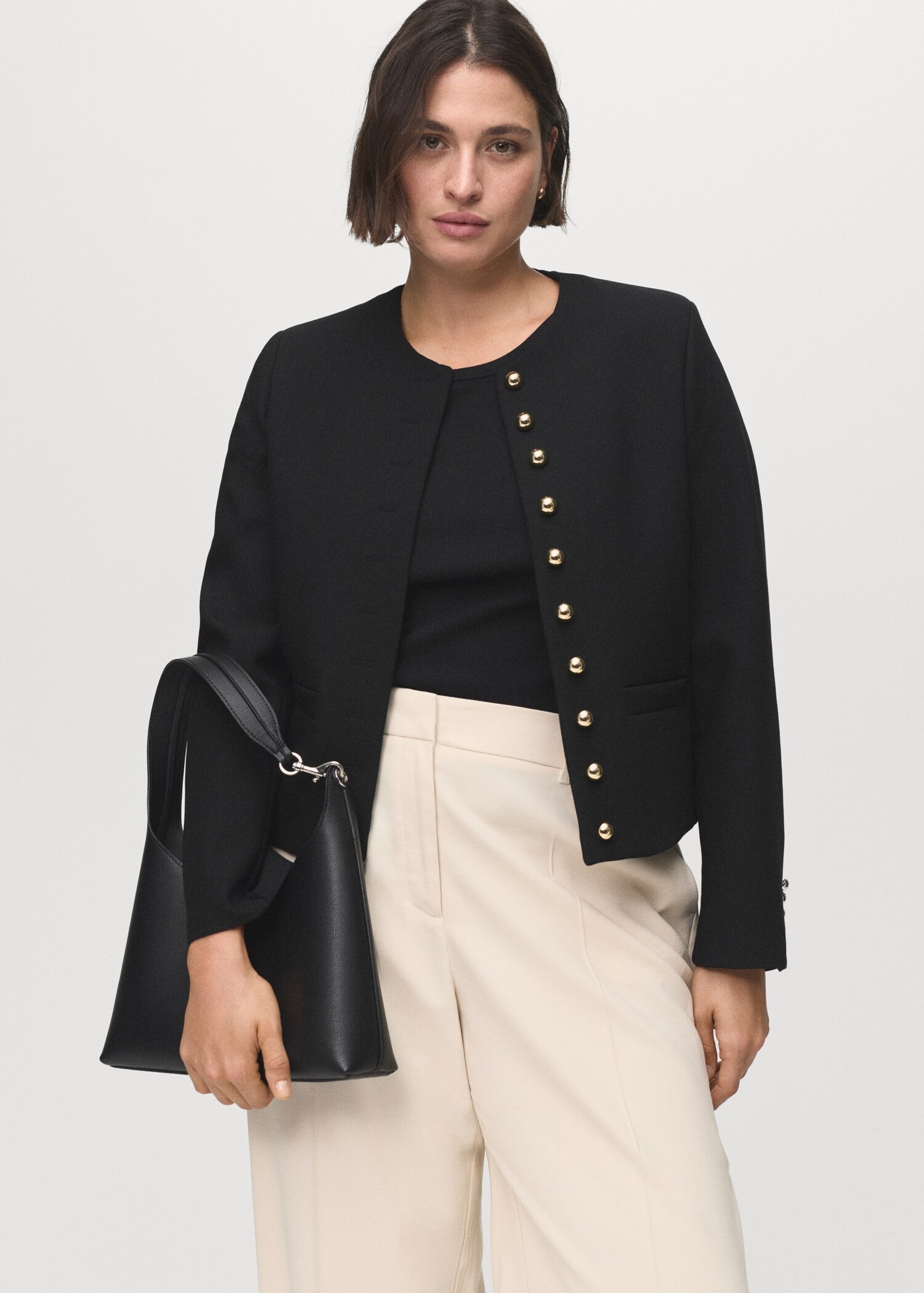 Buttoned Cropped Jacket - Women | Mango Usa